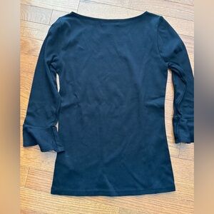Ralph Lauren Black Cotton 3/4 Sleeve Top